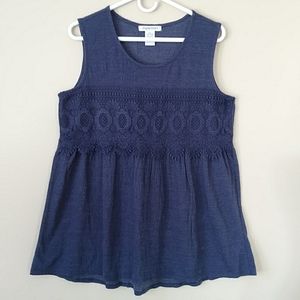 99 Jane Street Crocheted Lace Tunic Top L Blue